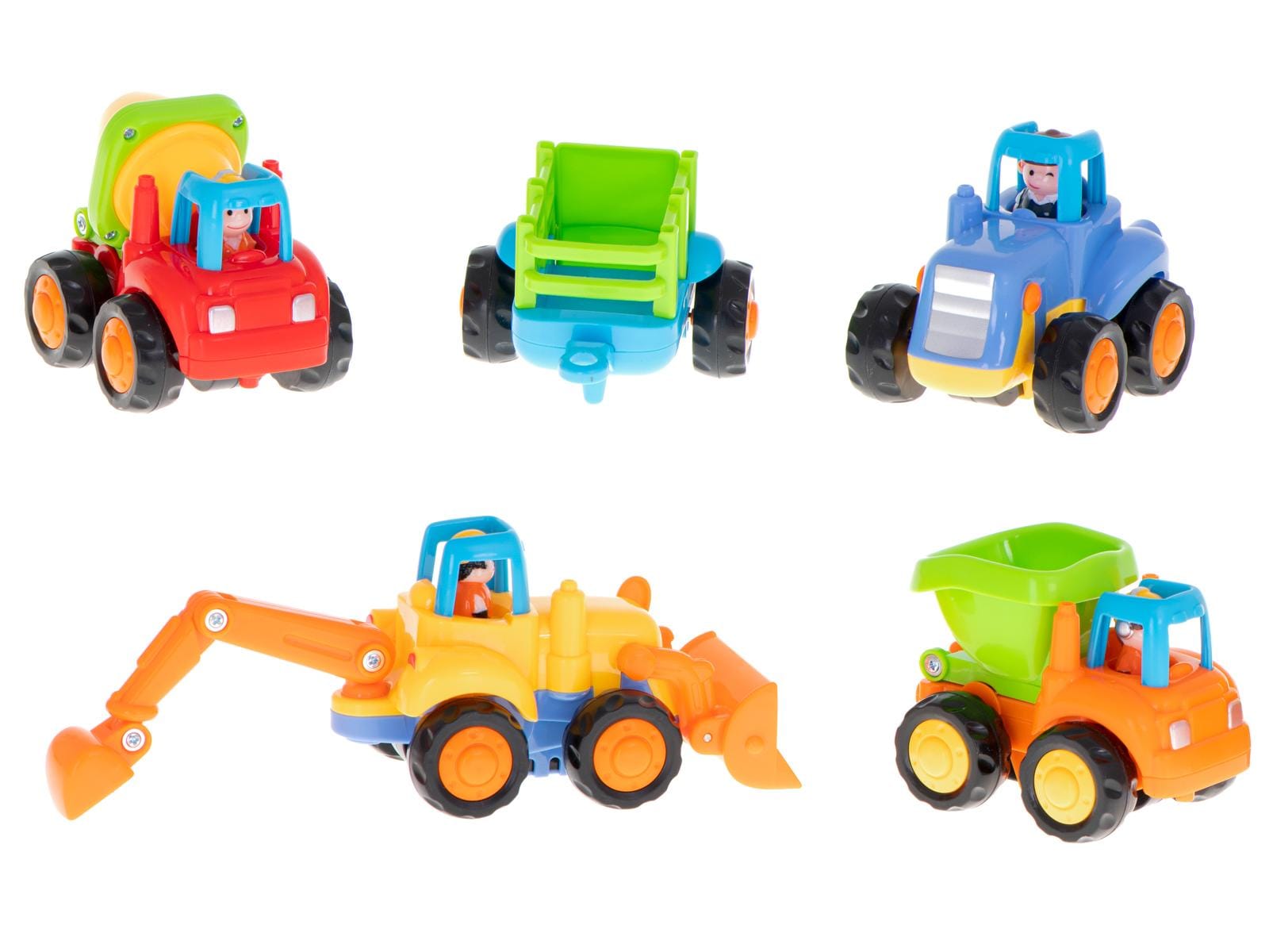 Vozila, traktor, automobil, bager, kiper, set od 4 komada