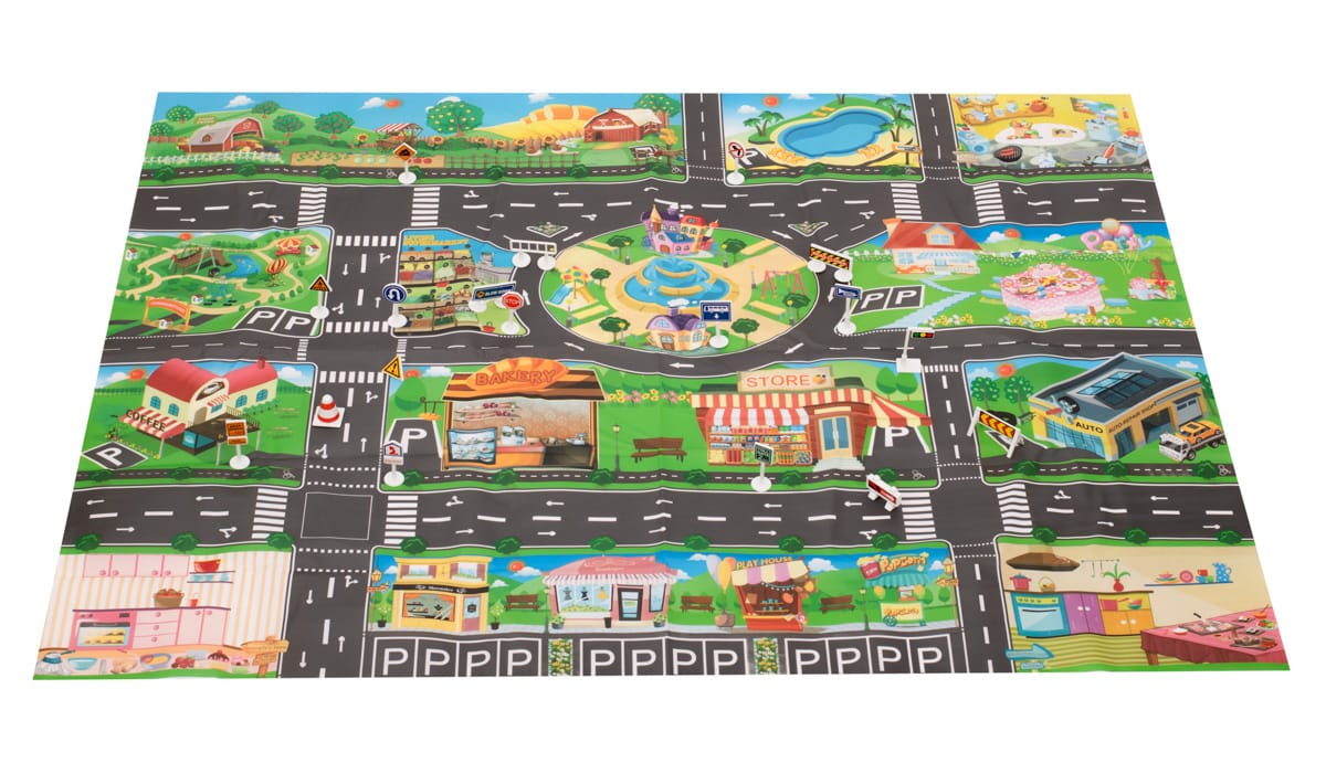 Playmat gradska ulica + putokazi vodootporni, šareni 130x100cm