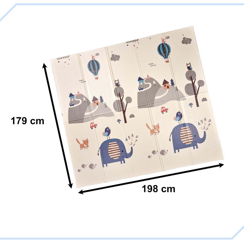 Dvostrana sklopiva pjenasta edukacijska podloga sa slonovima, šuma 180 x 200 cm