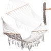 Boho vrtni viseći ležaljka s resicama - 200 cm siva