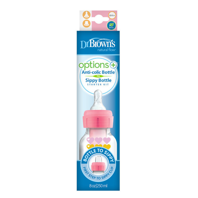 Sb81918 Oz/250 Ml Pp Uska Boca Options+ Starter Kit, Ružičasta Srca (+L3 Bradavica)