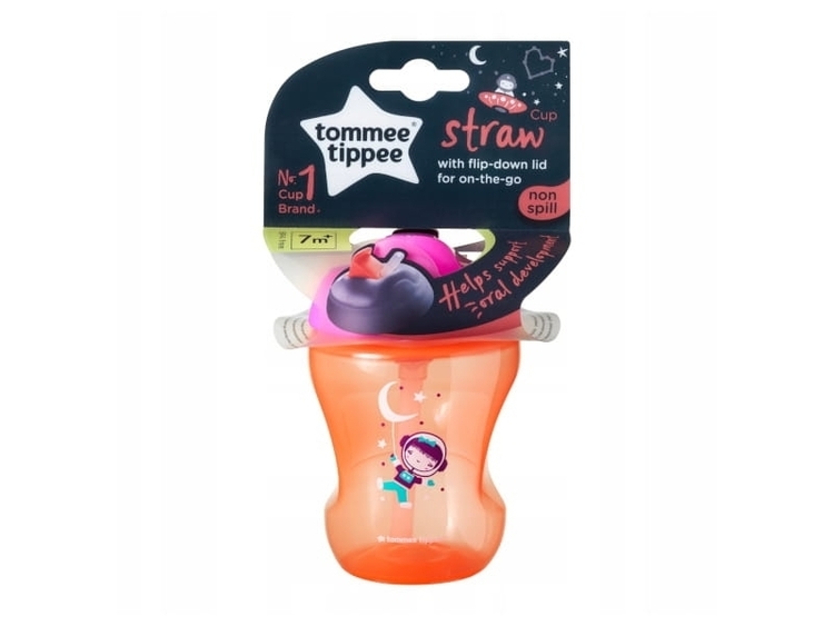 Tommee Tippee Slika s Čašom s Slamkom bez Protoka 7M + Roza, 230 Ml