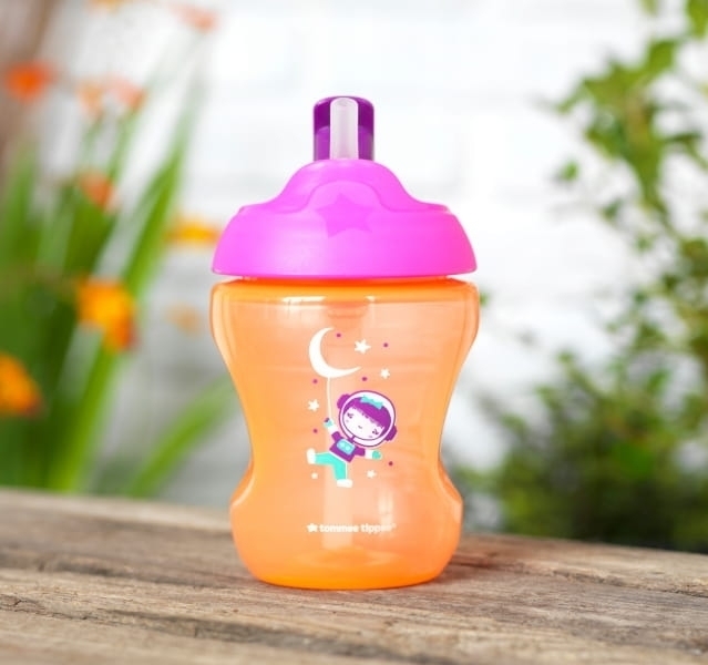 Tommee Tippee Slika s Čašom s Slamkom bez Protoka 7M + Roza, 230 Ml