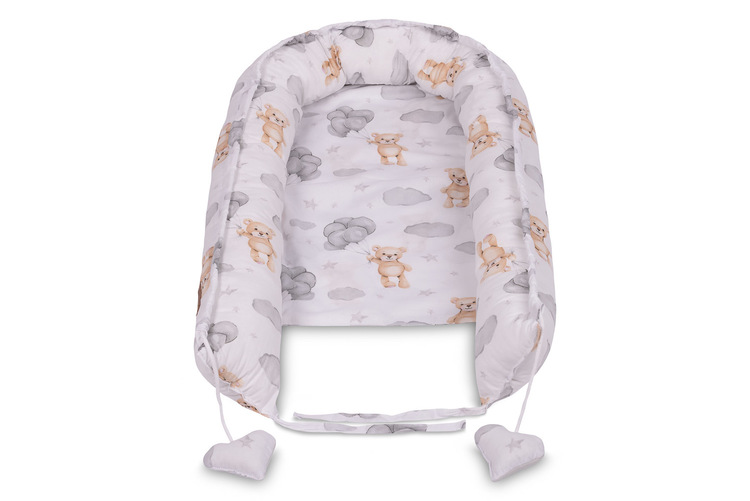 Dječji Gnijezdo Muslin Teddy Sivo + Jastuk
