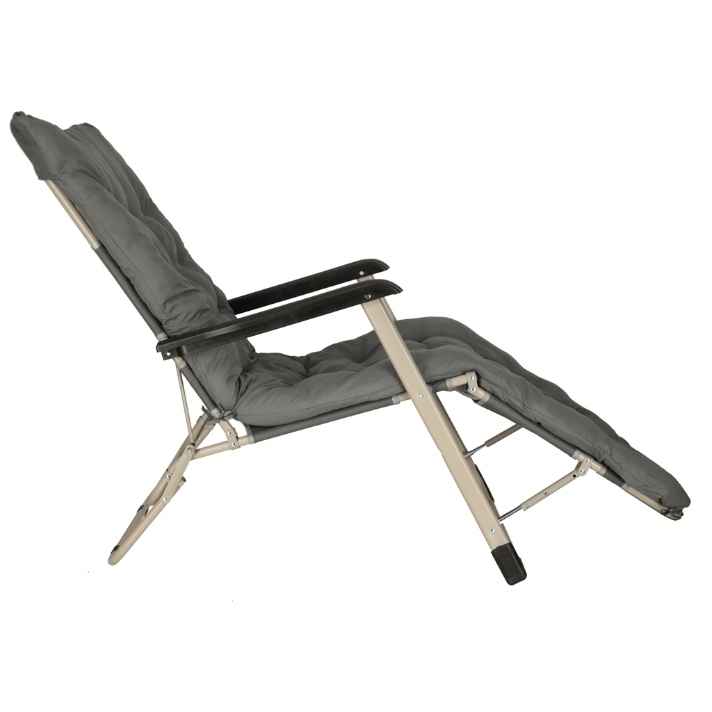 LUARO vrtna ležaljka turistička sklopiva stolica s jastukom siva