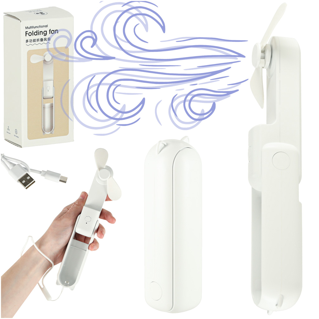 Stolni ventilator ventilator mini ručna sklopiva vjetrenjača prijenosni USB bijeli